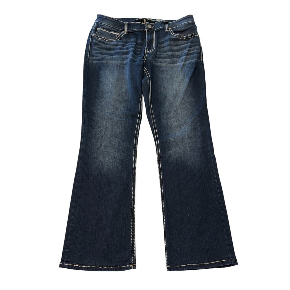 BKE Harper Bootcut Jeans Womens 32R Dark Wash Stretch Denim Contrast Stitch - Picture 2 of 9